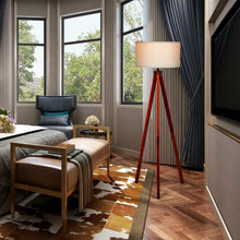 Load image into Gallery viewer, Modern Wood Tripod Floor Lamp with Foot Switch
