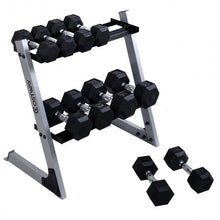 Load image into Gallery viewer, 2 Tier 29&quot; Dumbbell Weight Storage Rack + Multiple Weights Set

