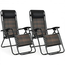 Load image into Gallery viewer, 2Pcs Folding Patio Rattan Zero Gravity Lounge Chair-Brown
