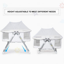 Load image into Gallery viewer, 2 in 1 Foldable Crib with Detachable &amp; Thicken Mattress-White
