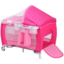 Load image into Gallery viewer, Foldable Baby Crib Playpen w/ Mosquito Net and Bag-Pink
