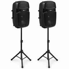 Load image into Gallery viewer, 3000 W Dual 15&quot; Powered Speakers with Bluetooth
