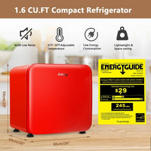 Load image into Gallery viewer, 1.6 Cubic Feet Compact Refrigerator with Reversible Door-Red
