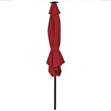 Load image into Gallery viewer, 9&#39; Solar LED Lighted Patio Market Umbrella Tilt Adjustment Crank Lift -Burgundy
