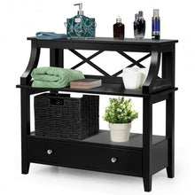 Load image into Gallery viewer, 3-Tier Storage Rack End table Side Table with Slide Drawer -Black
