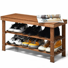 Load image into Gallery viewer, 3-Tier Bamboo Shoe Bench Storage Rack Organizer
