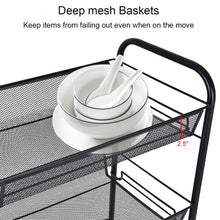 Load image into Gallery viewer, Black/Gray 3 Tier Storage Rack Trolley Cart-Black
