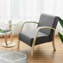 Load image into Gallery viewer, Mid Century Fabric Upholstered Wood Lounge Arm chair
