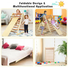 Load image into Gallery viewer, Foldable Wooden Climbing Triangle Indoor with Ladder for Toddler Baby-Natural
