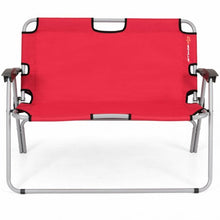 Load image into Gallery viewer, 2 Person Folding Camping Bench Portable Double Chair-Red
