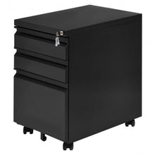 Load image into Gallery viewer, 3 Drawers Rolling File Storage Cabinet-Black
