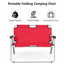 Load image into Gallery viewer, 2 Person Folding Camping Bench Portable Double Chair-Red
