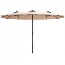 Load image into Gallery viewer, 15 Ft Patio LED Crank Solar Powered 36 Lights  Umbrella-Beige
