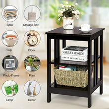 Load image into Gallery viewer, 3-tier Side Table Nightstand with Stable Structure-Espresso
