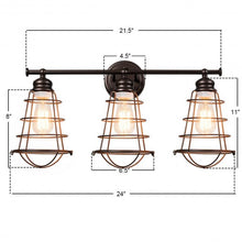 Load image into Gallery viewer, 3-Light Vanity Lamp Bathroom Fixture with Metal Wire Cage
