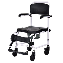 Load image into Gallery viewer, Bathroom Shower Toilet Commode Wheelchair with Drop Arms
