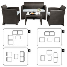 Load image into Gallery viewer, 4 Piece Patio Molded Rattan Sectional Sofa Set-Coffee
