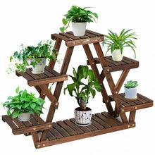 Load image into Gallery viewer, Wood Plant Stand Triangular Shelf 6 Pots Flower Shelf
