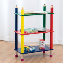 Load image into Gallery viewer, 3 Tiers Kids Bookshelf Crayon Themed Shelves Storage Bookcase
