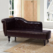Load image into Gallery viewer, Tufted Back Nailheads PU Leather Lounge Sofa Chair
