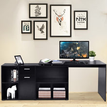 Load image into Gallery viewer, Rotating L-Shape Corner Writing Study Computer Desk-Black
