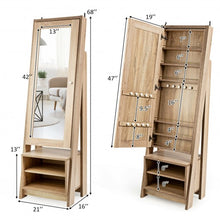 Load image into Gallery viewer, 2-in-1 Wooden Cosmetics Storage Cabinet with Full-Length Mirror and Bottom Rack
