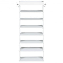 Load image into Gallery viewer, 7-Tier Vertical Design Wooden Shoe Storage Shelf with Hooks-White
