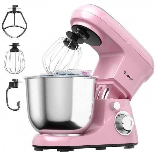 5.3 Qt Stand Kitchen Food Mixer 6 Speed with Dough Hook Beater-Pink