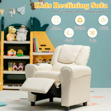 Load image into Gallery viewer, Children PU Leather Recliner Chair with Front Footrest-Beige
