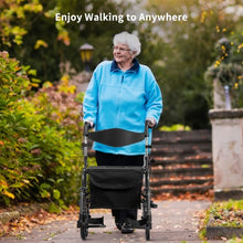 Load image into Gallery viewer, Aluminum Adjustable Folding Handle Medical Walker Rollator-Black
