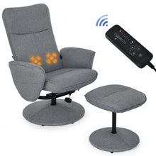 Load image into Gallery viewer, Fabric Massage Swivel Lounge Recliner with Ottoman-Gray

