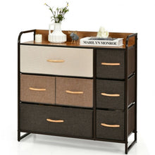 Load image into Gallery viewer, 7 Drawer Tower Steel Frame and Wooden Top Dresser Storage Chest for Bedroom

