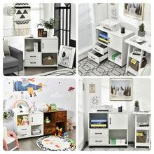 Load image into Gallery viewer, Mobile File Cabinet with Lateral Printer Stand and Storage Shelves -White

