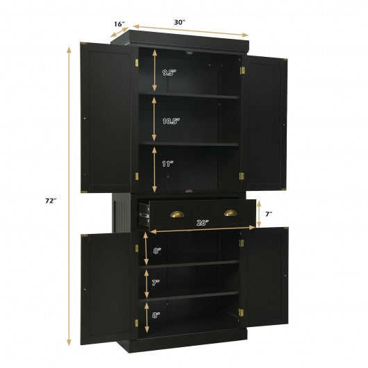 Cupboard Freestanding Kitchen Cabinet w/ Adjustable Shelves-Espresso