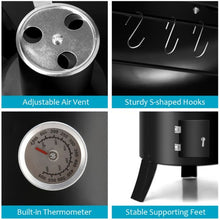 Load image into Gallery viewer, 3-in-1 Portable Round Charcoal Smoker BBQ Grill Built-in Thermometer
