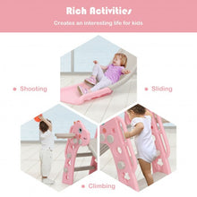 Load image into Gallery viewer, 3 in 1 Kids Slide Baby Play Climber Slide Set with Basketball Hoop -Pink
