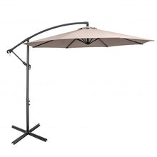 Load image into Gallery viewer, 10FT Offset Umbrella with 8 Ribs Cantilever and Cross Base Tilt Adjustment-Brown
