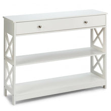 Load image into Gallery viewer, Console Accent Table with Drawer and Shelves -White

