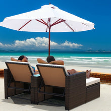 Load image into Gallery viewer, 3 pcs Outdoor Rattan Wicker Chaise Lounge Love Seat
