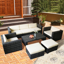 Load image into Gallery viewer, 8 pcs Rattan Wicker Patio Furniture Set with Beige Cushions
