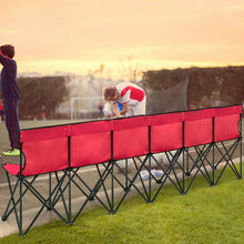 Load image into Gallery viewer, Portable Folding 6 Seats Chair Sideline Sports Bench-Red
