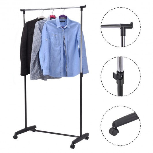 Adjustable Rolling Garment Rack Portable Clothes Hanger