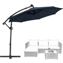 Load image into Gallery viewer, 10FT 360° Rotation Solar Powered LED Patio Offset Umbrella-Navy

