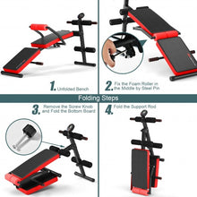 Load image into Gallery viewer, Multi-Functional Foldable Weight Bench Adjustable Sit-up Board with Monitor-Red
