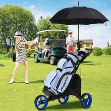 Load image into Gallery viewer, Folding 3 Wheels Golf Push Cart with Bag Scoreboard Adjustable Handle -Blue
