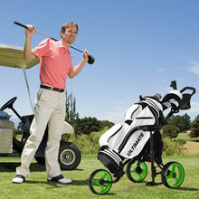 Load image into Gallery viewer, 3 Wheels Folding Golf Push Cart with Seat Scoreboard and Adjustable Handle-Green
