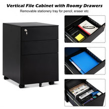 Load image into Gallery viewer, 3 Drawer Filing Cabinet Locking Pedestal Desk -Black
