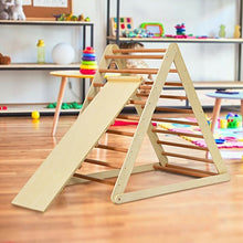 Load image into Gallery viewer, Foldable Wooden Climbing Triangle Indoor with Ladder for Toddler Baby-Natural
