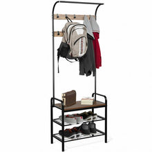 Load image into Gallery viewer, Industrial Coat Shoe Bench Entryway Shelf with 9 Hooks
