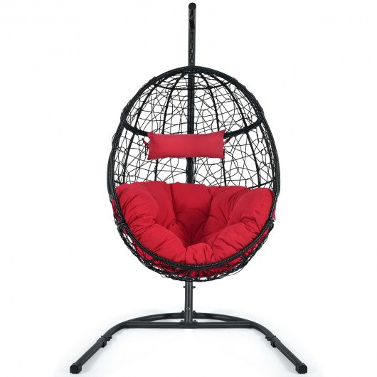 Hanging Cushioned Hammock Chair with Stand-Red